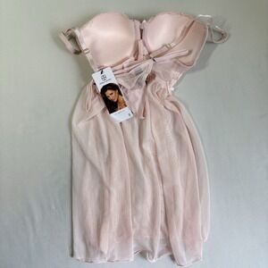 Daisy Fuentes Womens Pink Mesh Babydoll Lingerie Size Small‎